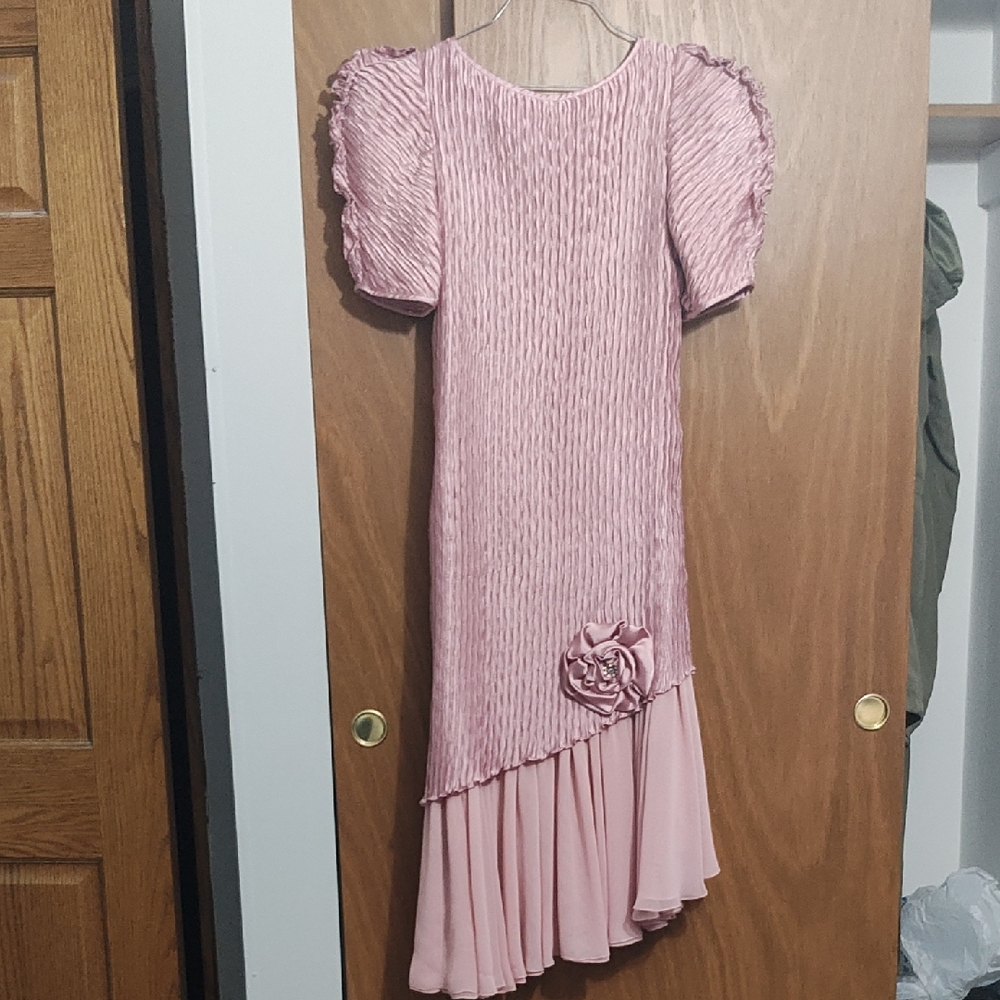 Pink Kids Dress with Floral Accent